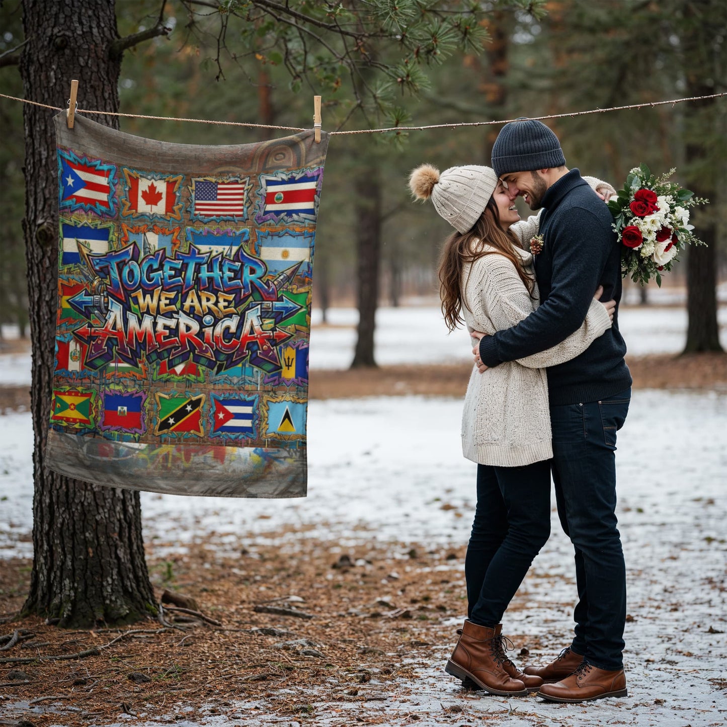Together We Are America | Coral Fleece Blanket | Benito Collection