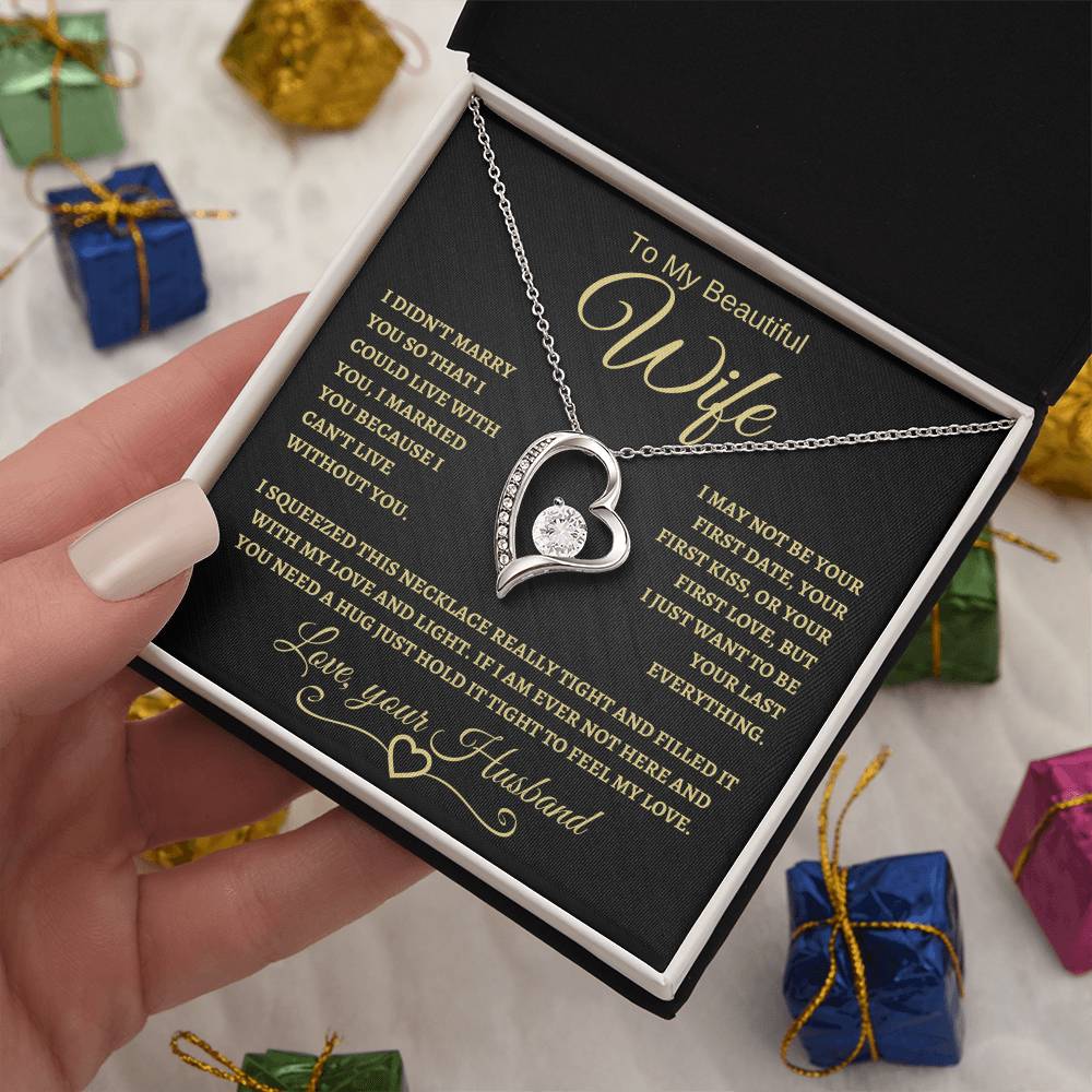 To My Beautiful Wife | Forever Love Necklace | Gold