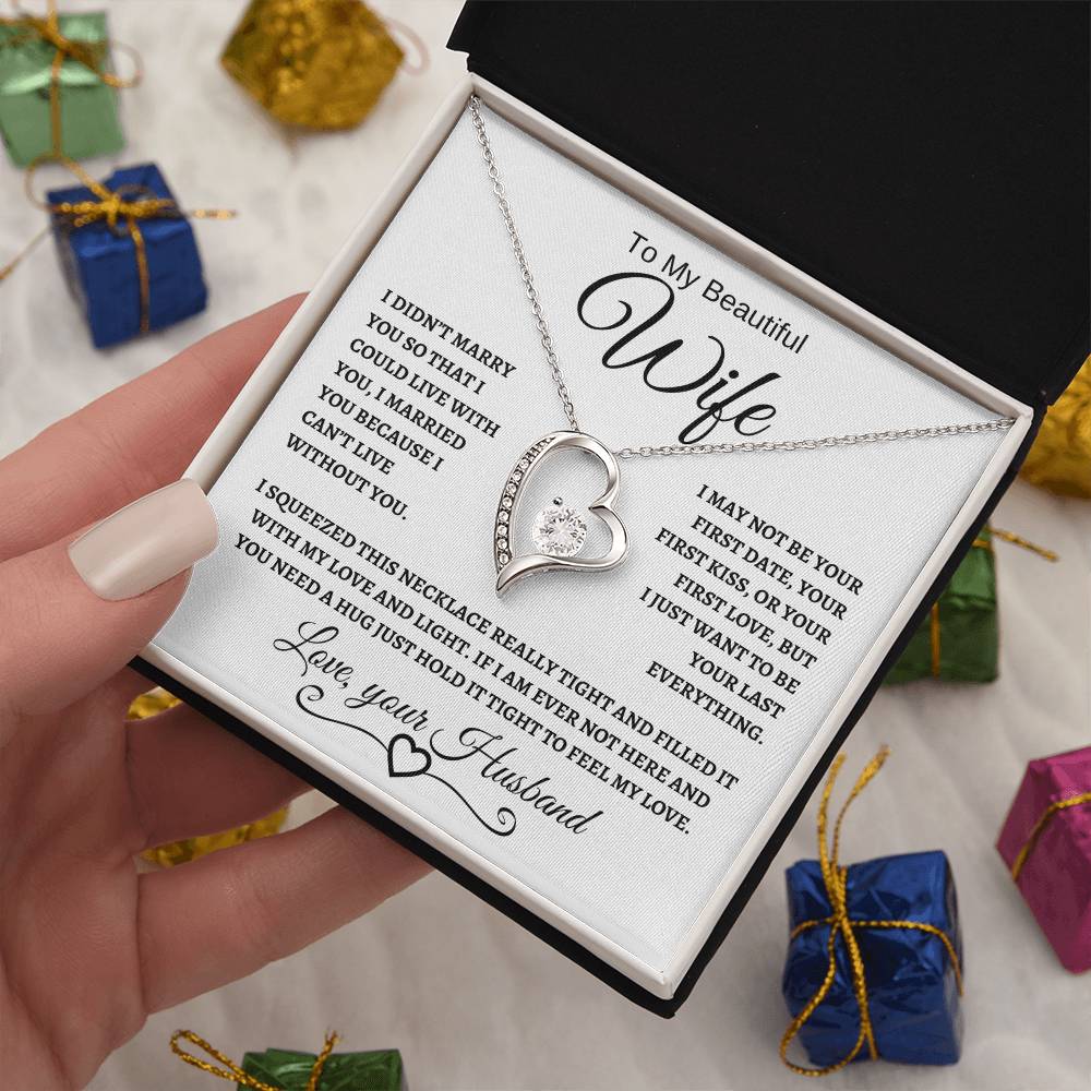 To My Beautiful Wife | Forever Love Necklace | Black