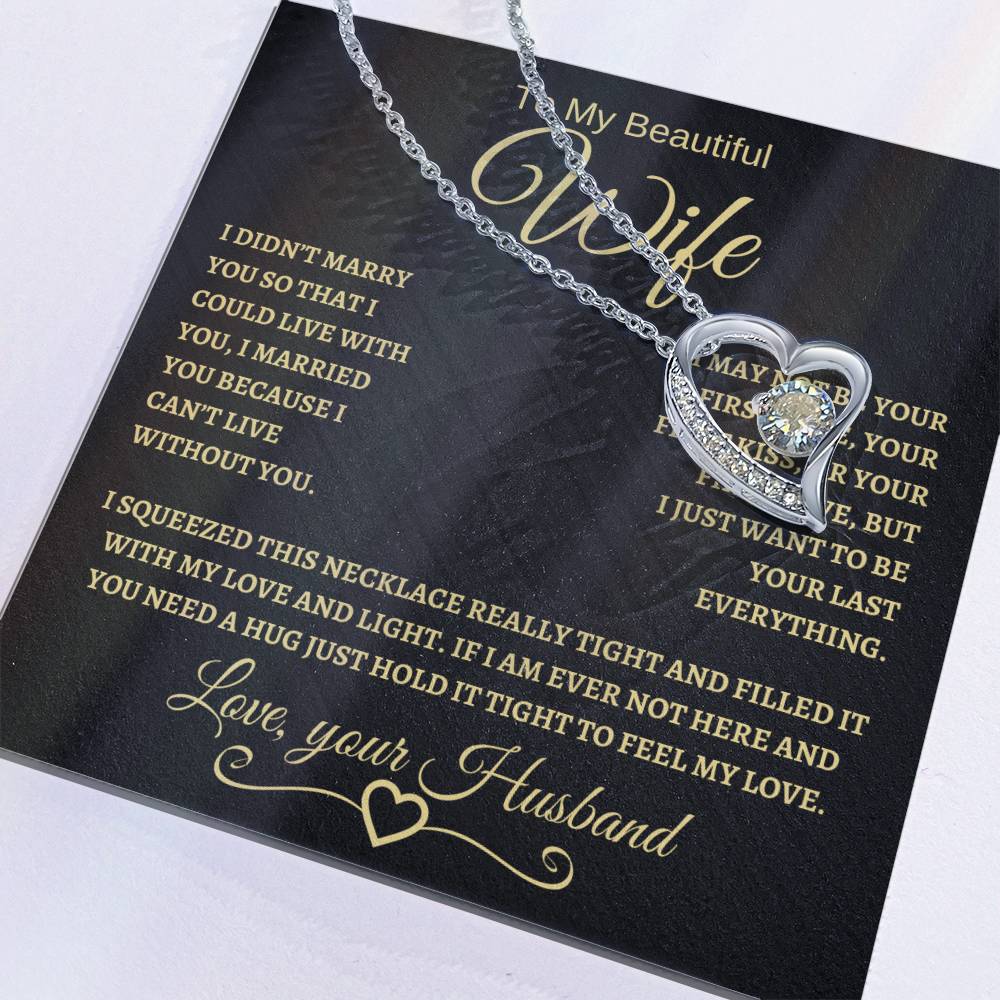 To My Beautiful Wife | Forever Love Necklace | Gold