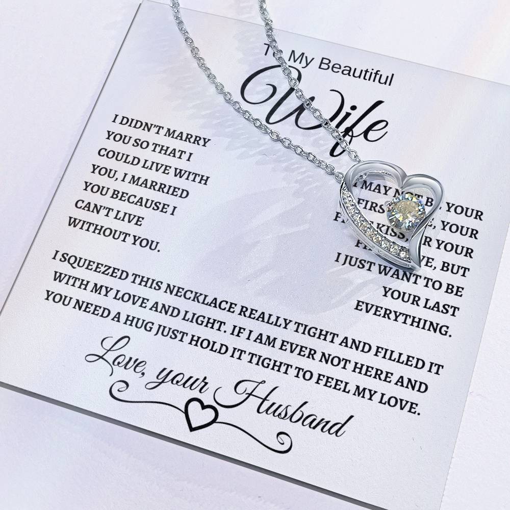 To My Beautiful Wife | Forever Love Necklace | Black