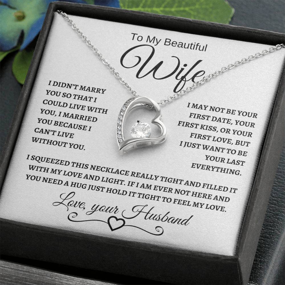 To My Beautiful Wife | Forever Love Necklace | Black