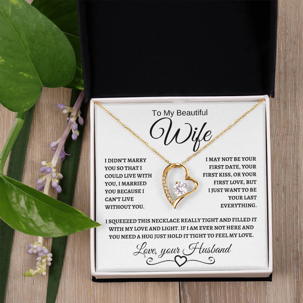 To My Beautiful Wife | Forever Love Necklace | Black