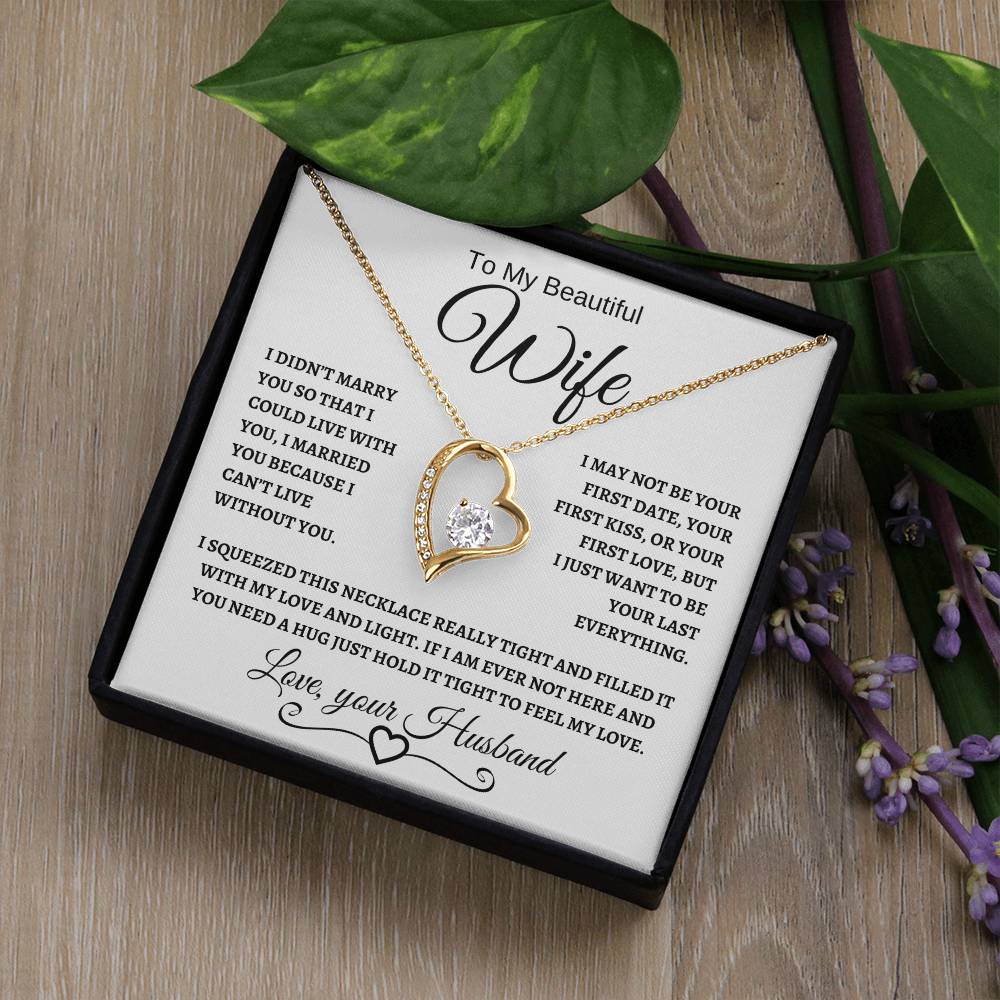 To My Beautiful Wife | Forever Love Necklace | Black
