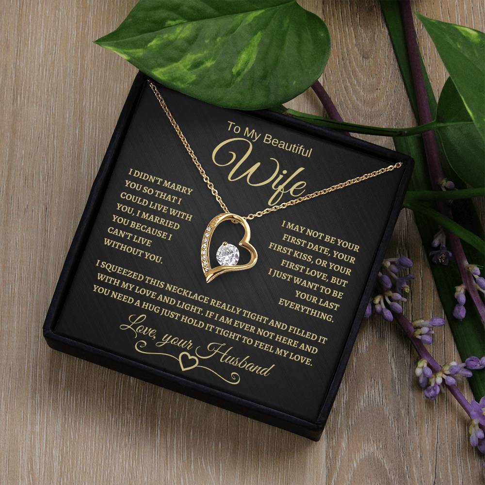 To My Beautiful Wife | Forever Love Necklace | Gold