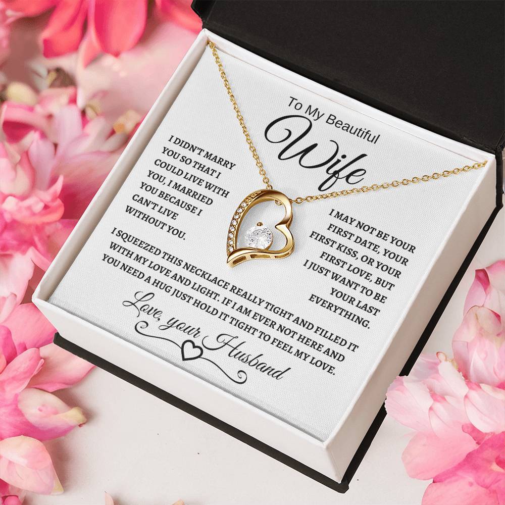 To My Beautiful Wife | Forever Love Necklace | Black