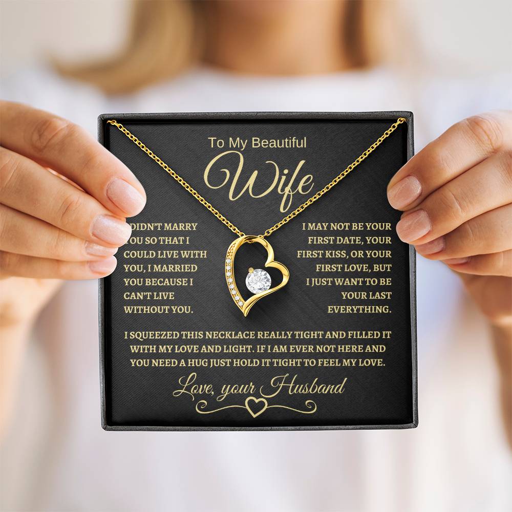 To My Beautiful Wife | Forever Love Necklace | Gold