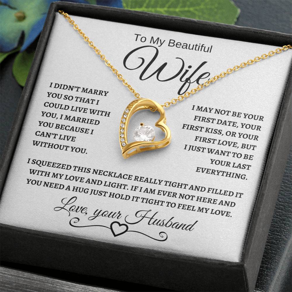 To My Beautiful Wife | Forever Love Necklace | Black