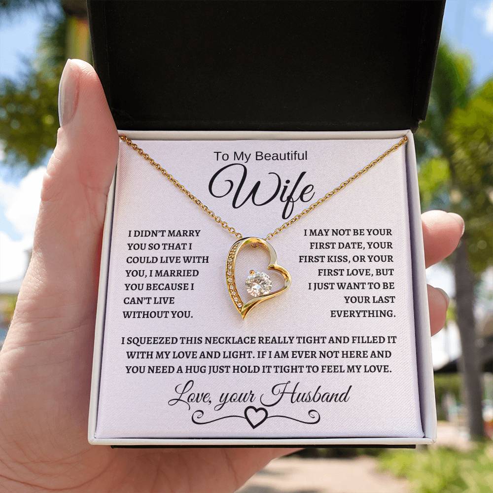 To My Beautiful Wife | Forever Love Necklace | Black