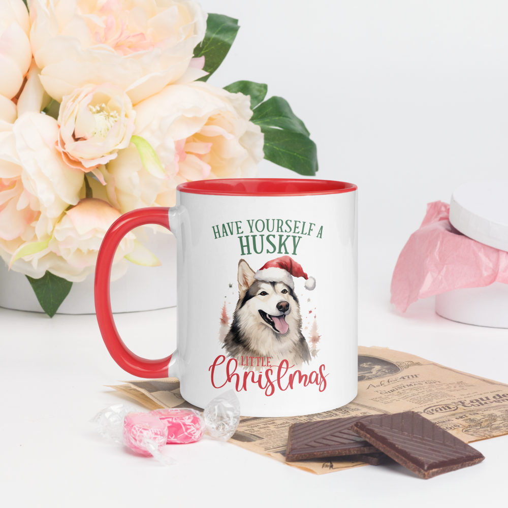 Husky Christmas Mug Red Inside