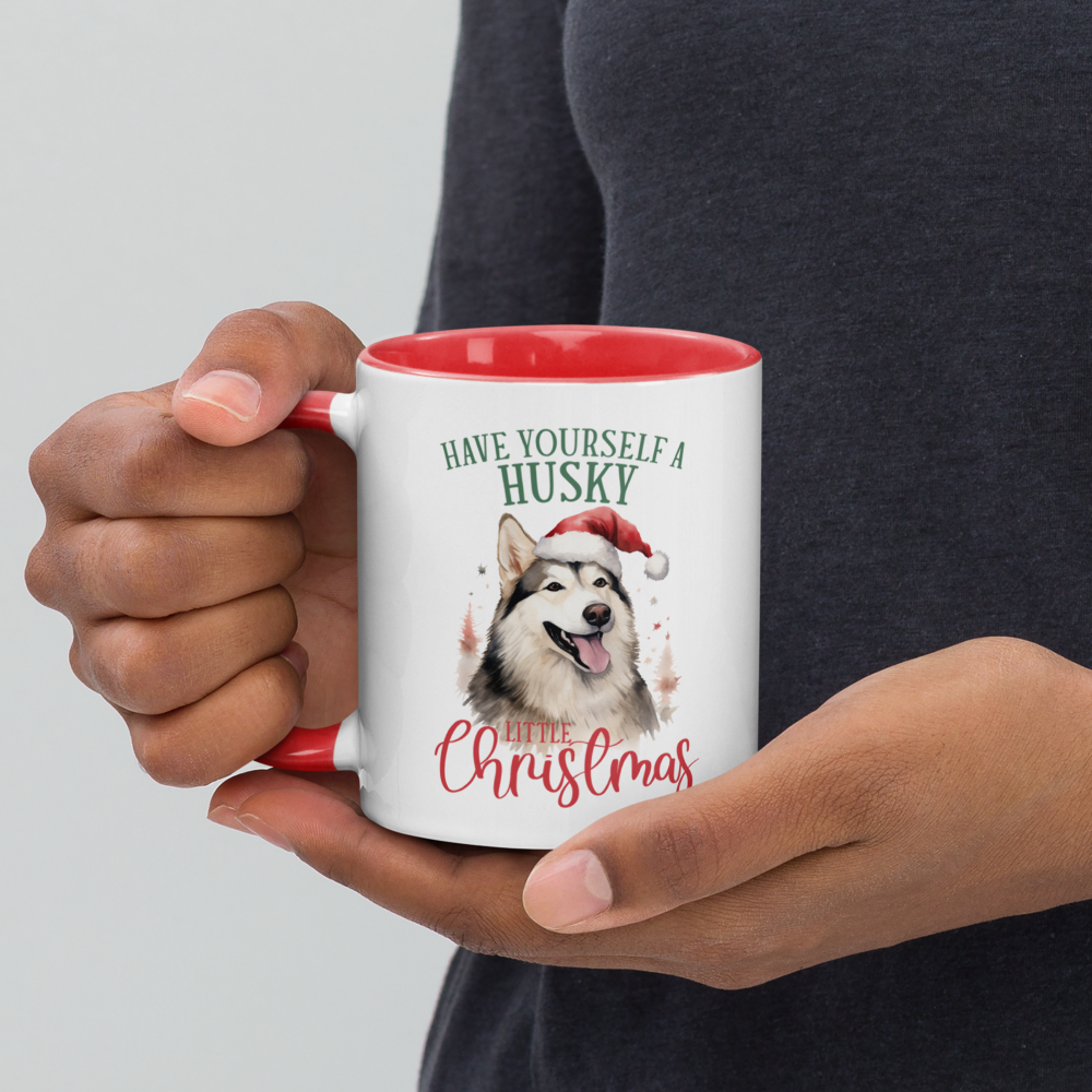 Husky Christmas Mug Red Inside