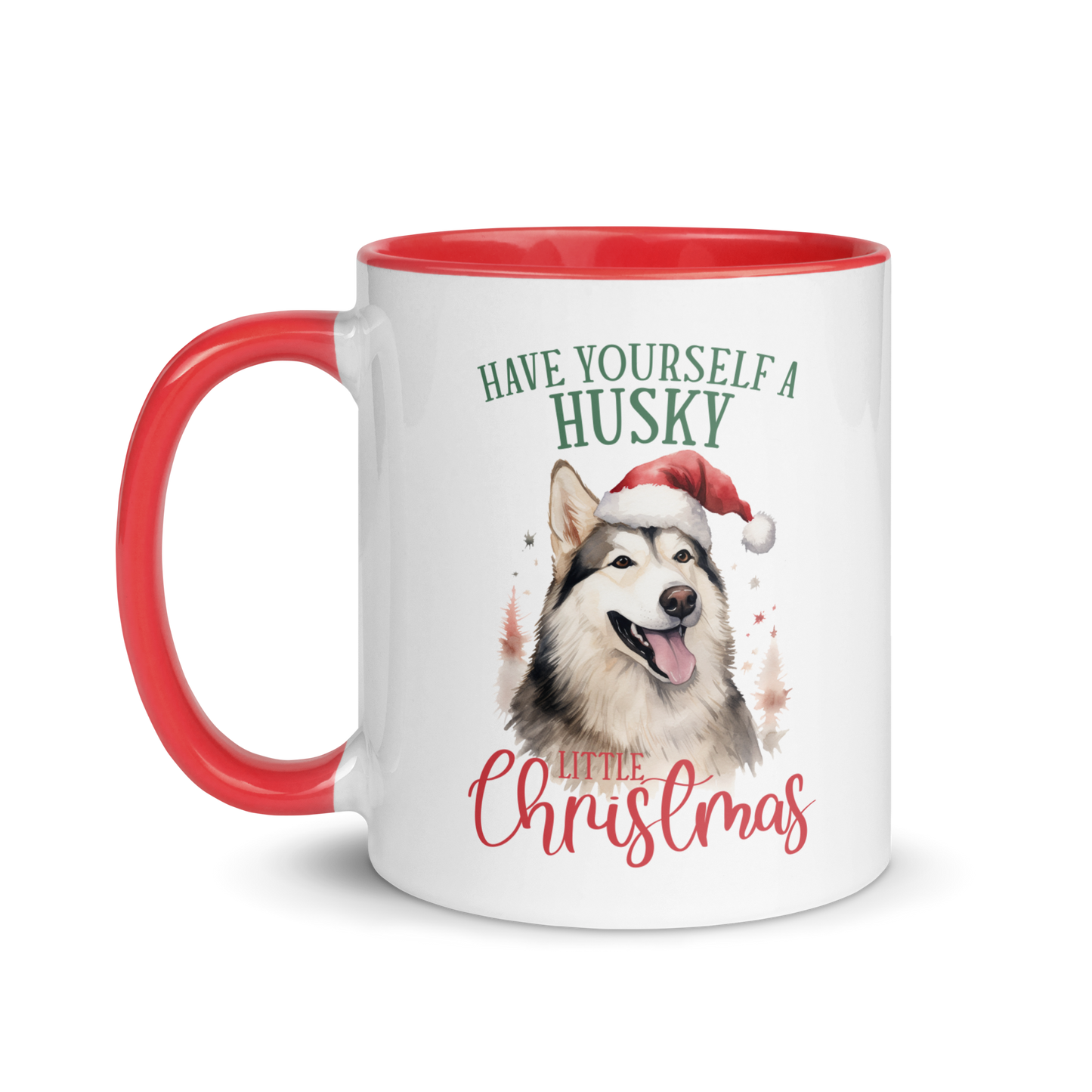 Husky Christmas Mug Red Inside