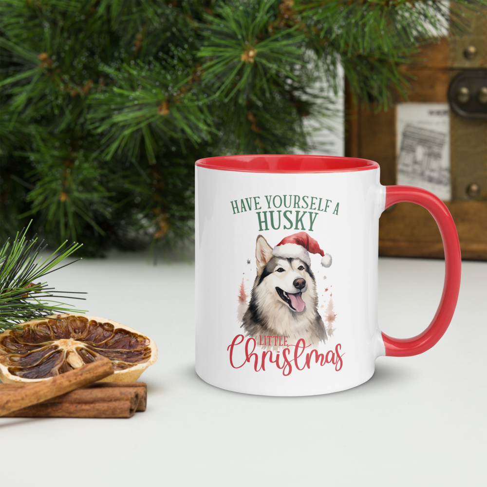 Husky Christmas Mug Red Inside